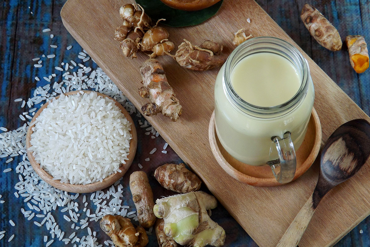 a milk and various traditional Indonesian herbs